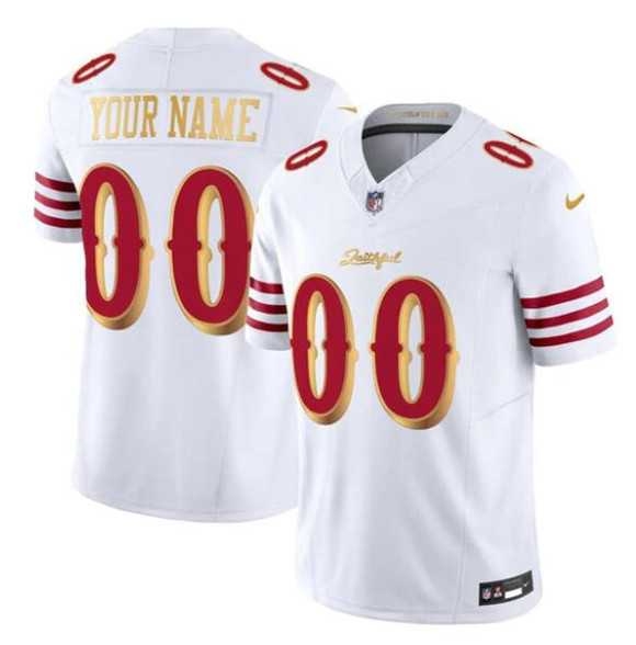 Mens San Francisco 49ers Active Player Custom White Gold 2025 F.U.S.E. Rivalries Vapor Limited Stitched Jersey