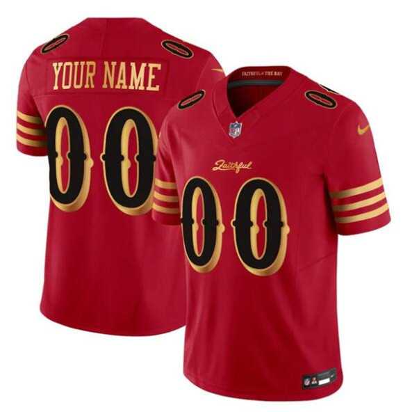 Mens San Francisco 49ers Active Player Custom Red Gold 2025 F.U.S.E. Rivalries Vapor Limited Stitched Jersey