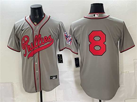 Mens Philadelphia Phillies #8 Nick Castellanos Gray 2026 Field of Dreams Stadium Stitched Jersey