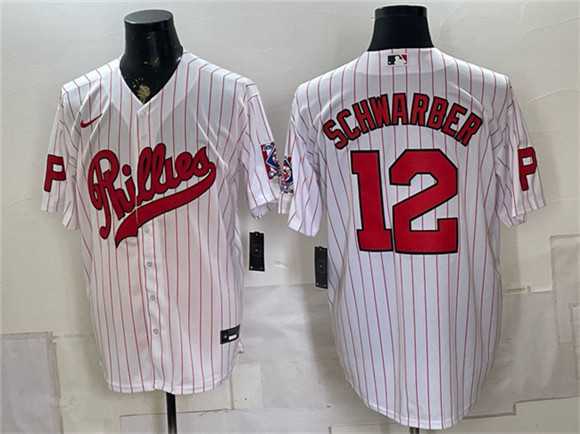 Mens Philadelphia Phillies #12 Kyle Schwarber White 2026 Field of Dreams Stadium Stitched Jersey