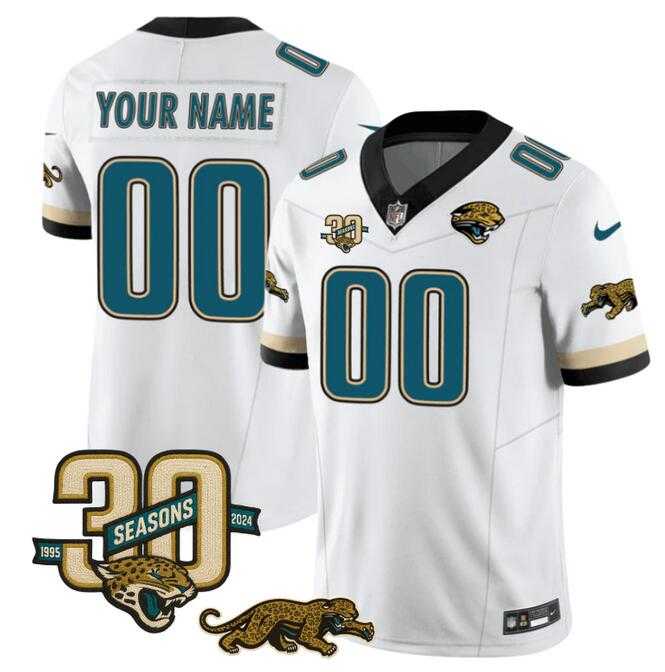 Mens Jacksonville Jaguars Active Player Custom White F.U.S.E. With 30th Seasons Patch Vapor Limited Stitched Jersey