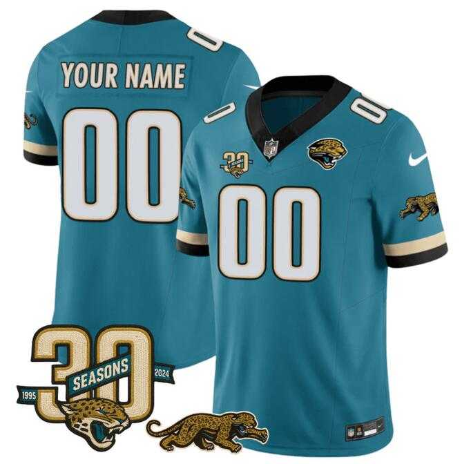 Mens Jacksonville Jaguars Active Player Custom Teal F.U.S.E With 30th Seasons Patch Vapor Limited Stitched Jersey