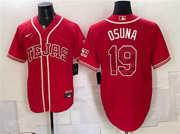 Mens Texas Rangers #19 Alejandro Osuna Red 2026 City Connect Stadium Stitched Jersey Dzhi