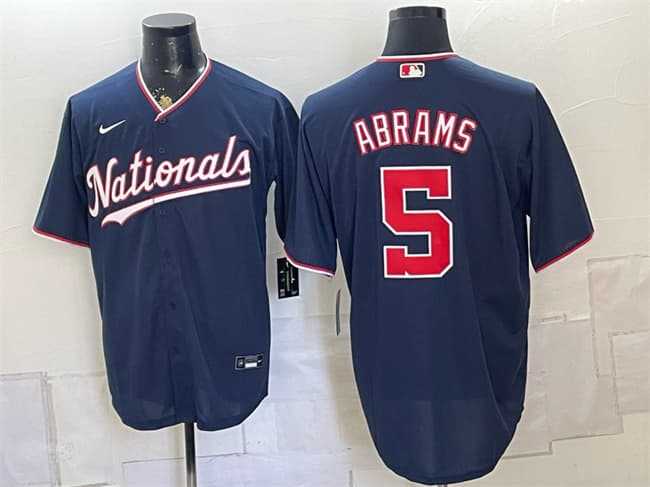Mens Washington Nationals #5 CJ Abrams Navy Stitched Jersey