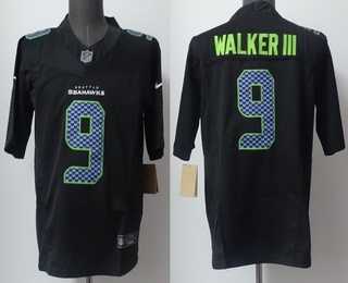 Mens Seattle Seahawks #9 Kenneth Walker III Limited Black Fashion FUSE Vapor Jersey