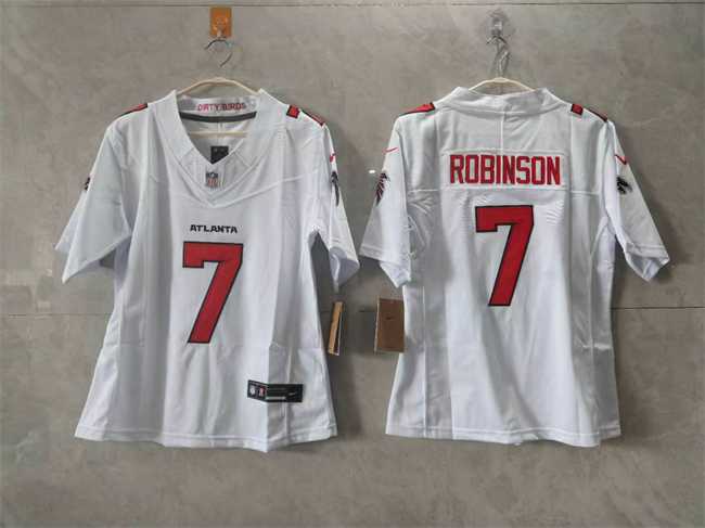 Womens Atlanta Falcons #7 Bijan Robinson White 2026 New F.U.S.E. Stitched Jersey(Run Small)