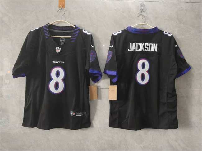 Womens Baltimore Ravens #8 Lamar Jackson Black F.U.S.E. Vapor Jersey(Run Small)