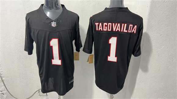 Mens Atlanta Falcons #1 Tua Tagovailoa Black F.U.S.E. Vapor Untouchable Limited Stitched Stitched Jersey
