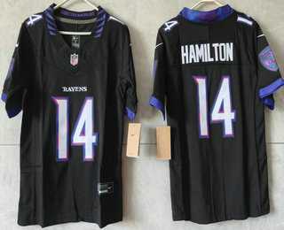 Womens Baltimore Ravens #14 Kyle Hamilton Limited Black Vapor FUSE Jersey->->