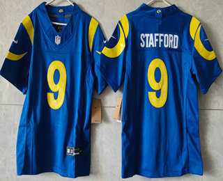 Womens Los Angeles Rams #9 Matthew Stafford Limited Blue FUSE Vapor Jersey->->