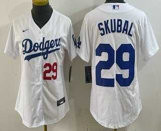 Womens Los Angeles Dodgers #29 Tarik Skubal White Cool Base Stitched Jersey