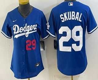 Womens Los Angeles Dodgers #29 Tarik Skubal Blue Cool Base Stitched Jersey