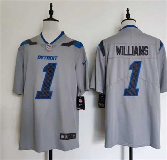 Mens Detroit Lions #1 Jameson Williams Silver 2026 Rivalries Collection Limited Stitched Jersey
