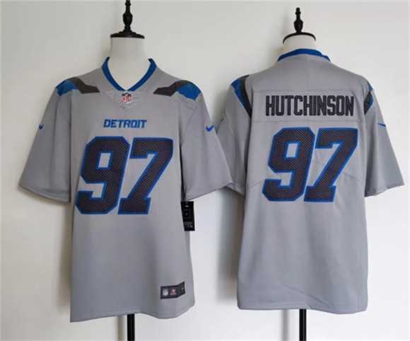 Mens Detroit Lions #97 Aidan Hutchinson Silver 2026 Rivalries Collection Limited Stitched Jersey