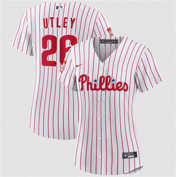 Womens Philadelphia Phillies #26 Chase Utley White 2026 Cool Base Stitched Jersey(Run Small) Dzhi