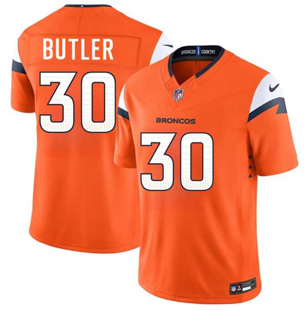 Mens Denver Broncos #30 Hakeem Butler Orange 2026 F.U.S.E. Vapor Limited Stitched Jersey