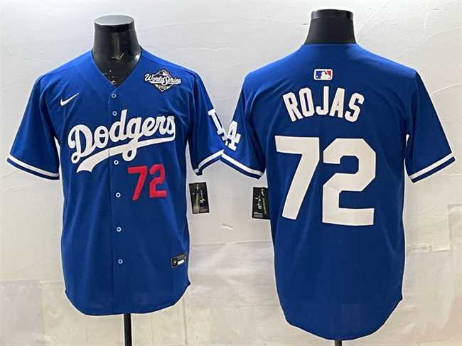 Mens Los Angeles Dodgers #72 Miguel Rojas Royal 2025 World Series Patch Limited Stitched Jersey