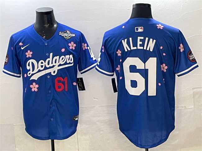 Mens Los Angeles Dodgers #61 Will Klein Royal 2025 World Series Patch Tokyo Series Limited Stitched Jersey