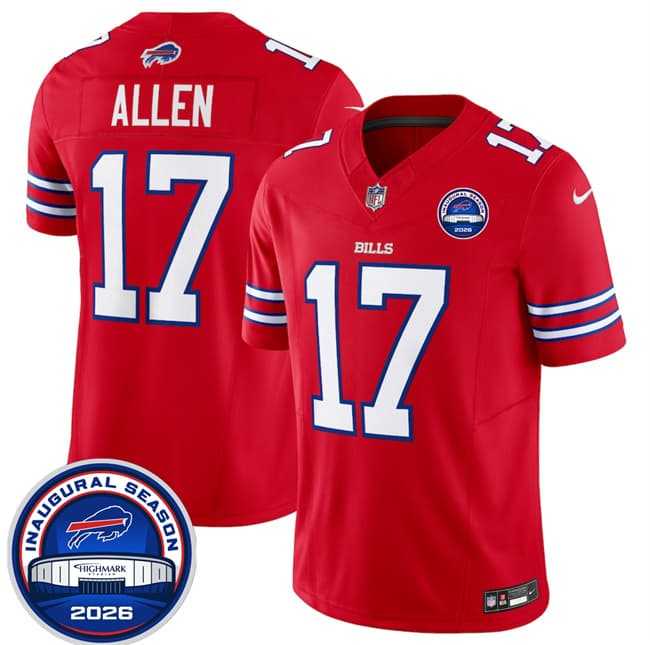 Mens Buffalo Bills #17 Josh Allen Red F.U.S.E. 2026 Inaugural Season at Highmark Stadium Stitched Jersey Dzhi->->
