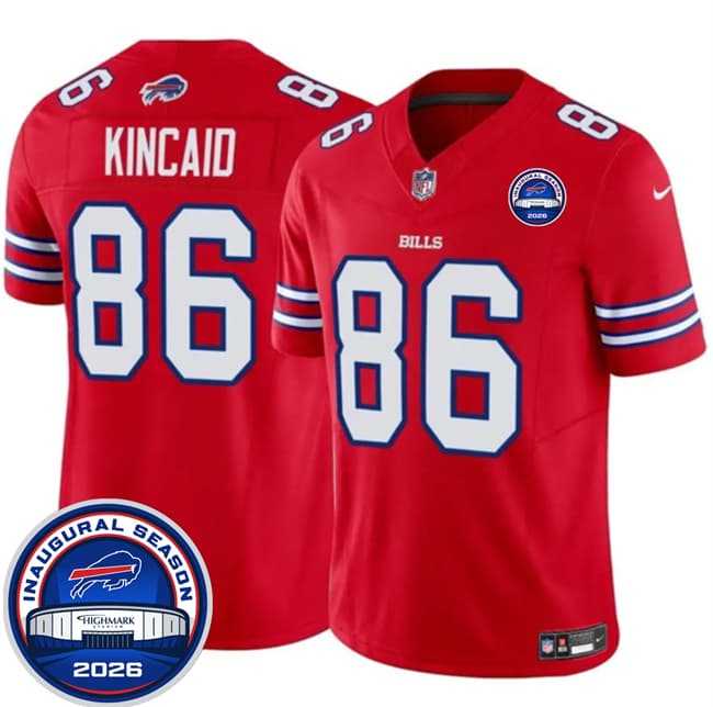 Mens Buffalo Bills #86 Dalton Kincaid Red F.U.S.E. 2026 Inaugural Season at Highmark Stadium Stitched Jersey Dzhi->->