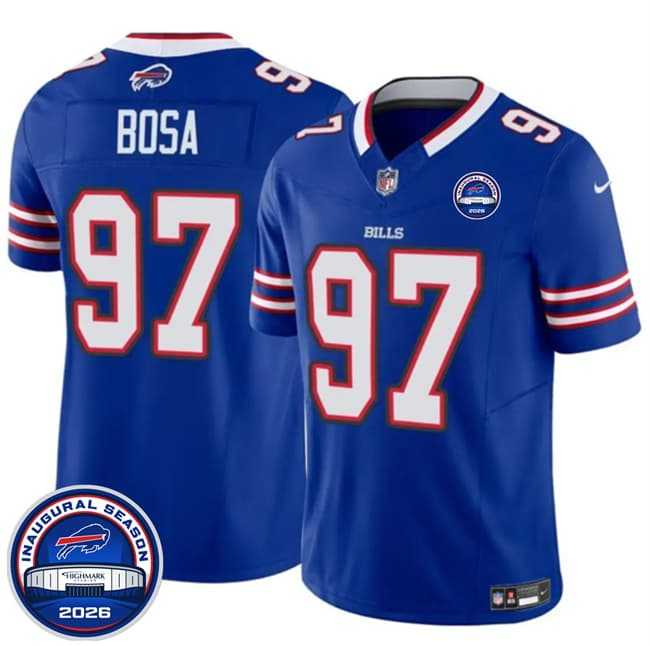 Mens Buffalo Bills #97 Joey Bosa Blue F.U.S.E. 2026 Inaugural Season at Highmark Stadium Stitched Jersey Dzhi->->
