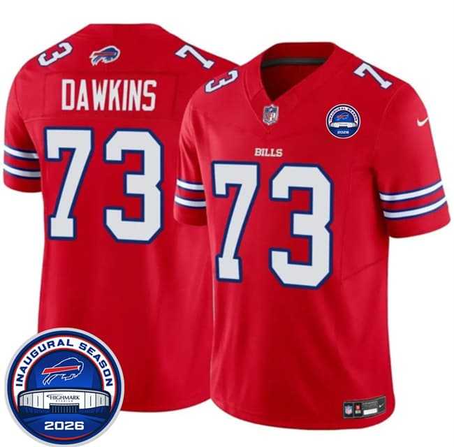 Mens Buffalo Bills #73 Dion Dawkins Red F.U.S.E. 2026 Inaugural Season at Highmark Stadium Stitched Jersey Dzhi->->
