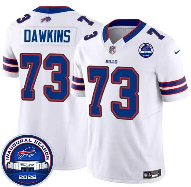 Mens Buffalo Bills #73 Dion Dawkins White F.U.S.E. 2026 Inaugural Season at Highmark Stadium Stitched Jersey Dzhi->->