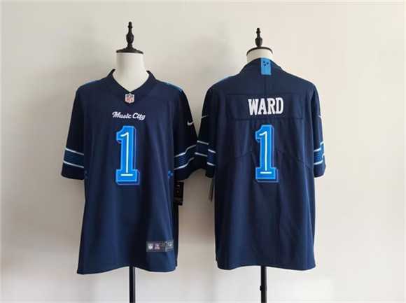 Mens Tennessee Titans #1 Cameron Ward Navy 2026 Music City Rivalries Collection Limited Stitched Jersey