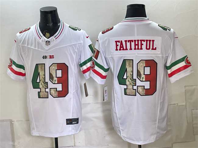 Mens San Francisco 49ers #49 Faithful White 2025 F.U.S.E. Mexico Vapor Limited Stitched Jersey Dzhi->->