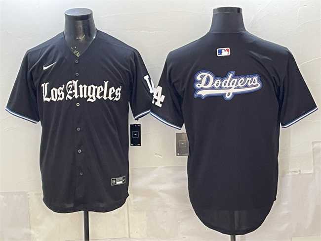 Mens Los Angeles Dodgers Team Big Logo Black Gothic Edition Vapor Premier Limited Stitched Jersey Dzhi