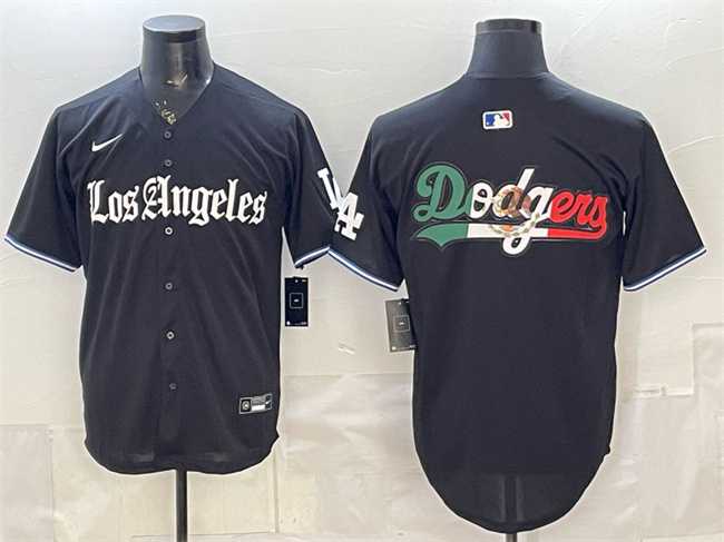 Mens Los Angeles Dodgers Team Big Logo Black Gothic Edition Vapor Premier Limited Stitched Jersey Dzhi