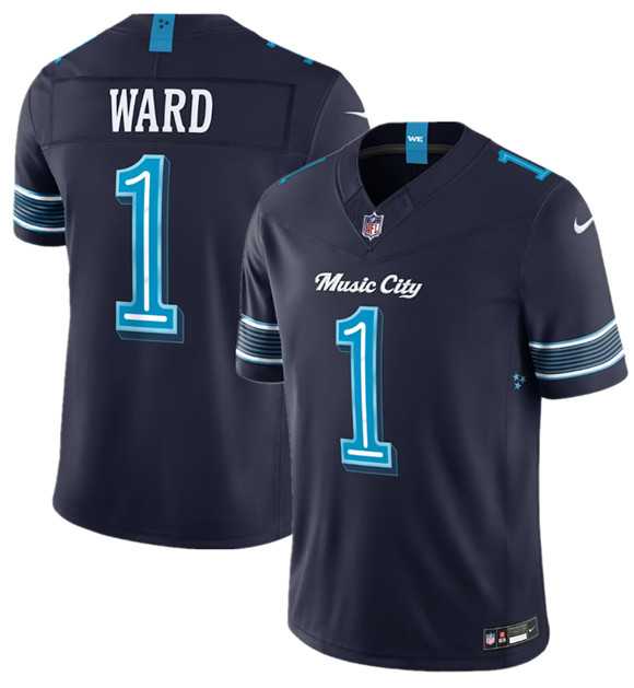 Mens Tennessee Titans #1 Cameron Ward Navy 2026 F.U.S.E. Music City Rivalries Collection Limited Stitched Jersey Dzhi->->