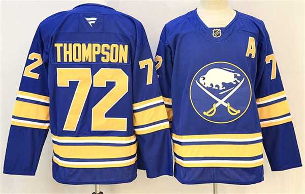 Mens Buffalo Sabres #72 Tage Thompson Blue 2024-25 With A Patch Stitched Jersey