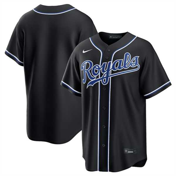 Mens Kansas City Royals Blank Black Out Stitched Jersey Dzhi