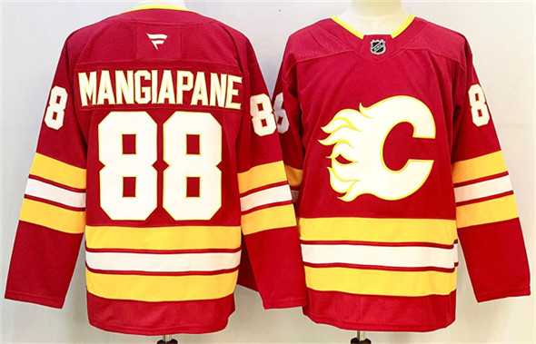 Mens Calgary Flames #88 Andrew Mangiapane Red 2024-25 Home Stitched Hockey Jersey