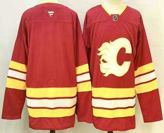 Mens Calgary Flames Blank Red Authentic Jersey