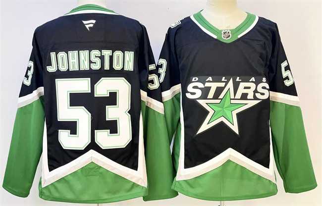 Mens Dallas Stars #53 Wyatt Johnston Black Authentic Jersey
