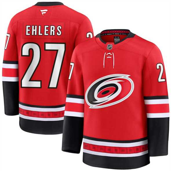 Mens Carolina Hurricanes #27 Nikolaj Ehlers Red 2024-25 Alternate Stitched Hockey Jersey Dzhi