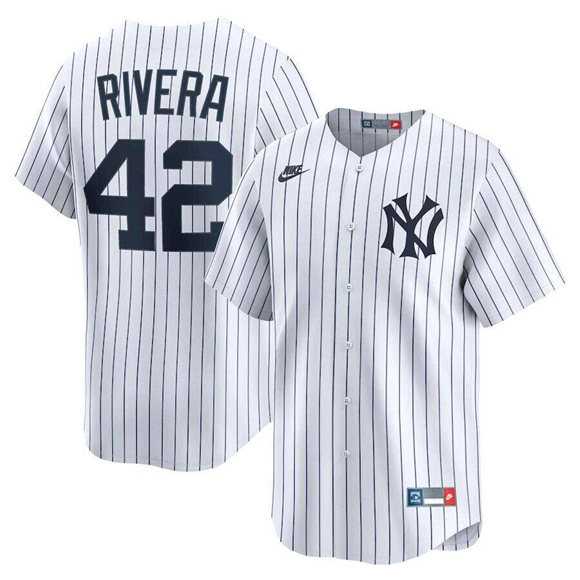 Mens New York Yankees #42 Mariano Rivera White Home Limited Stitched Jersey Dzhi