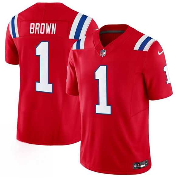 Mens New England Patriots #1 A.J. Brown Red 2026 F.U.S.E. Vapor Limited Stitched Jersey