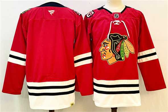 Mens Chicago Blackhawks Blank Red 2025 Home 100th Anniversary Stitched Hockey Jersey