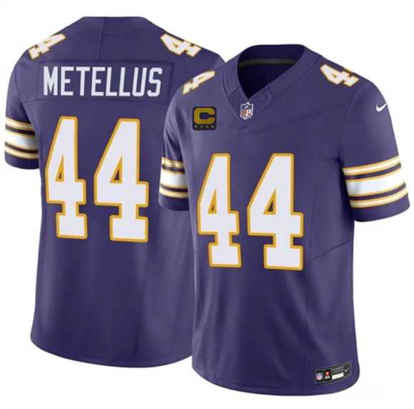Mens Minnesota Vikings #44 Josh Metellus Purple 2026 F.U.S.E. 4-Star C Patch Vapor Untouchable Throwback Limited Stitched Jersey Dzhi