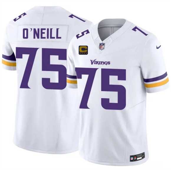 Mens Minnesota Vikings #75 Brian ONeill White 2026 F.U.S.E. 4-Star C Patch Vapor Untouchable Limited Stitched Jersey Dzhi