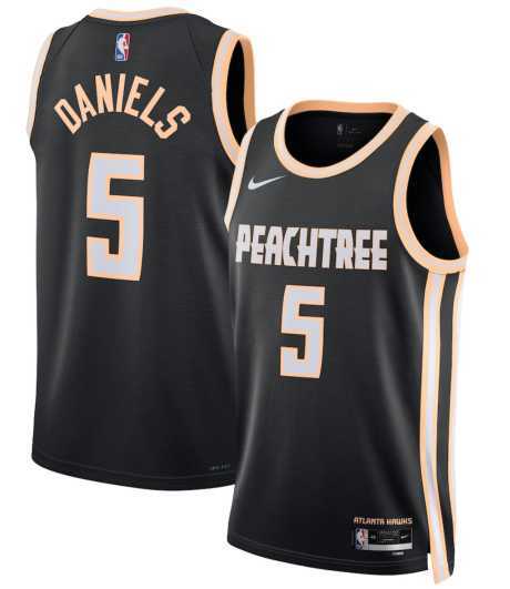 Mens Atlanta Hawks #5 Dyson Daniels Black 2025-26 City Edition Swingman Stitched Jersey Dzhi