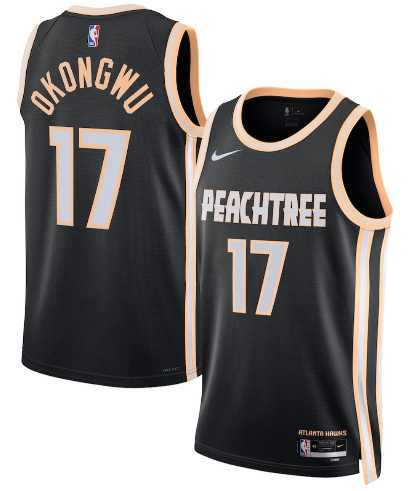 Mens Atlanta Hawks #17 Onyeka Okongwu Black 2025-26 City Edition Swingman Stitched Jersey Dzhi