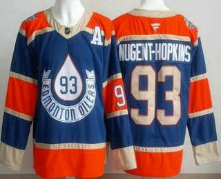 Mens Edmonton Oilers #93 Ryan Nugent Hopkins Blue Heritage Classic Authentic Jersey