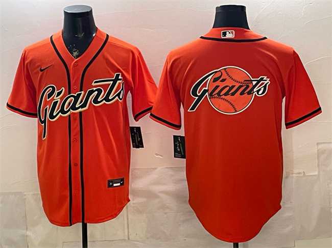 Mens San Francisco Giants Team Big Logo Orange Cool Base Stitched Jersey Dzhi->san francisco giants->MLB Jersey
