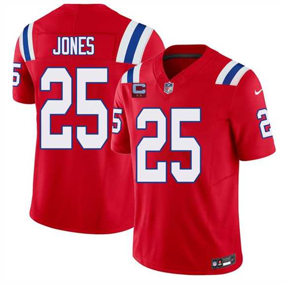 Mens New England Patriots #25 Marcus Jones Red 2026 F.U.S.E. 2-Star C Pach Vapor Limited Stitched Jersey Dzhi