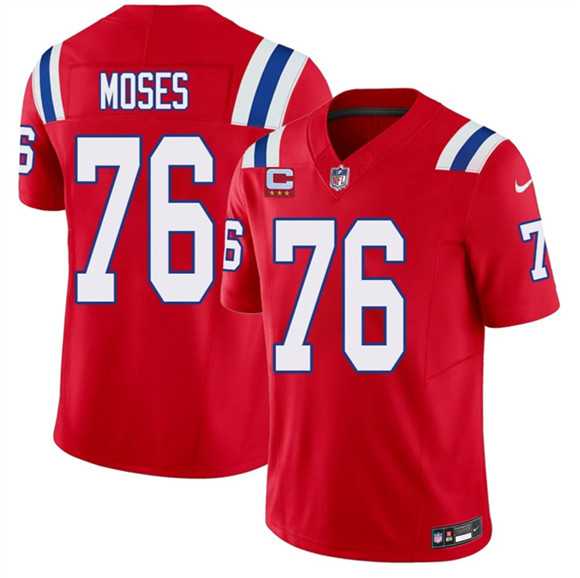 Mens New England Patriots #76 Morgan Moses Red 2026 F.U.S.E. 3-Star C Pach Vapor Limited Stitched Jersey Dzhi