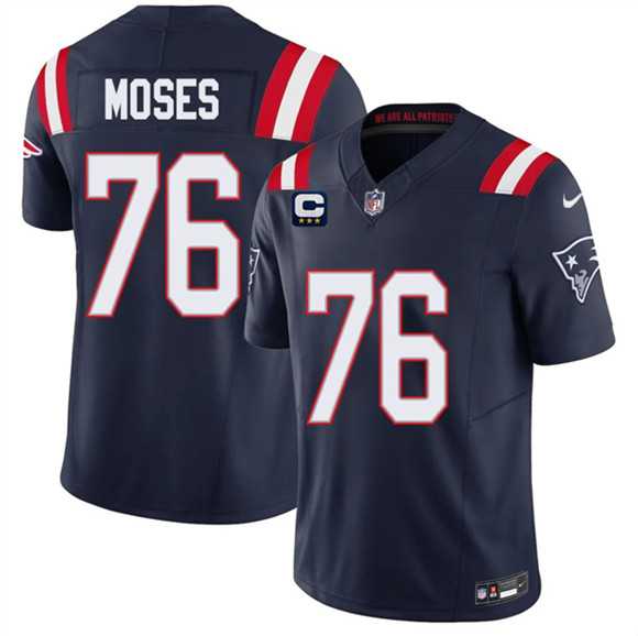 Mens New England Patriots #76 Morgan Moses Navy 2026 F.U.S.E. 3-Star C Pach Vapor Limited Stitched Jersey Dzhi